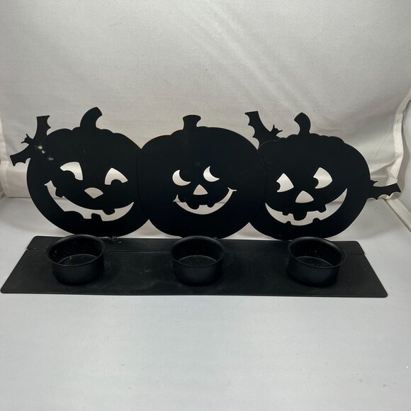 Hallmark Pumpkin & Bat Folding Metal Tealight & Votive Candle Holder - Halloween - Picture 2 of 4